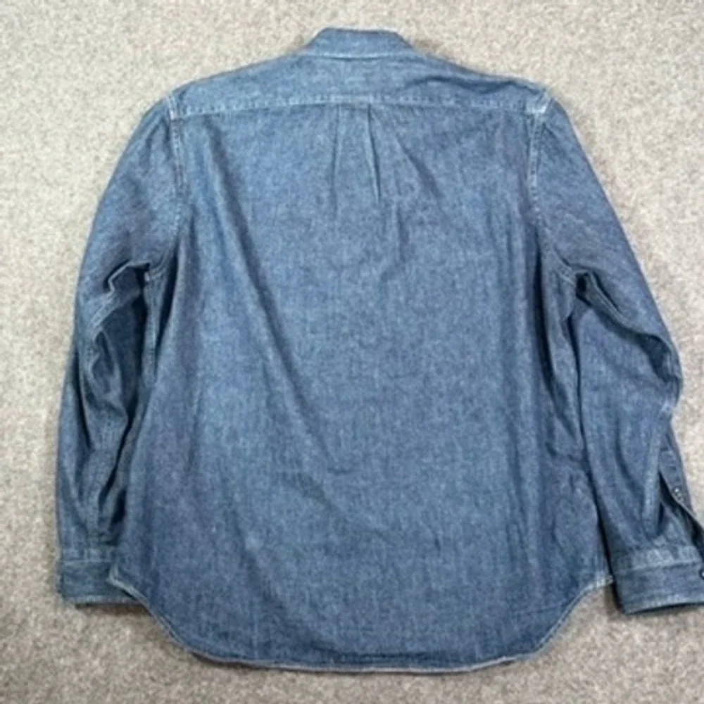 Banana Republic Mens L Standard Fit Denim Shirt Blue‎ Cotton Hemp Long Sleeve